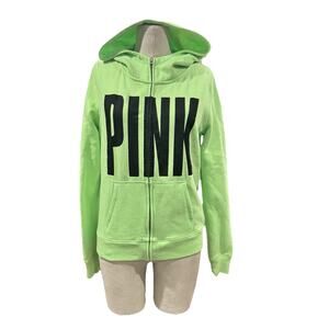 Victorias Secret Pink , Neon Green Full Zip Hoodie Size Small NWOT